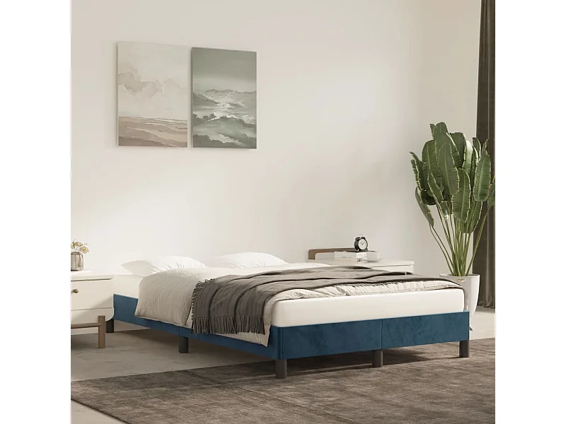 Lit simple | Lit adulte, enfant | Cadre de lit bleu foncé 120x190 cm velours