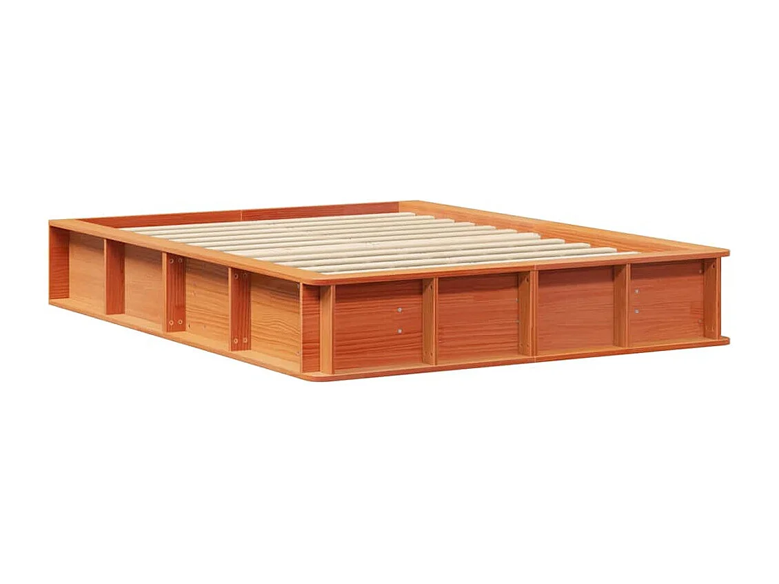 Lit simple | Lit adulte, enfant | Cadre de lit avec stockage Marron cire 120x190 cm bois