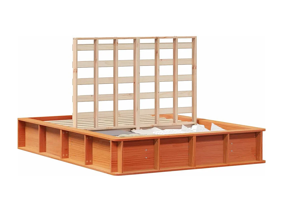 Lit simple | Lit adulte, enfant | Cadre de lit avec stockage Marron cire 120x190 cm bois