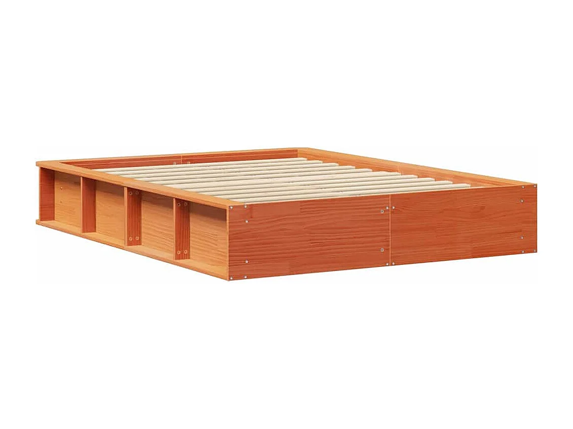 Lit simple | Lit adulte, enfant | Cadre de lit avec stockage Marron cire 120x190 cm bois