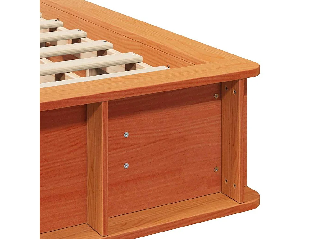 Lit simple | Lit adulte, enfant | Cadre de lit avec stockage Marron cire 120x190 cm bois