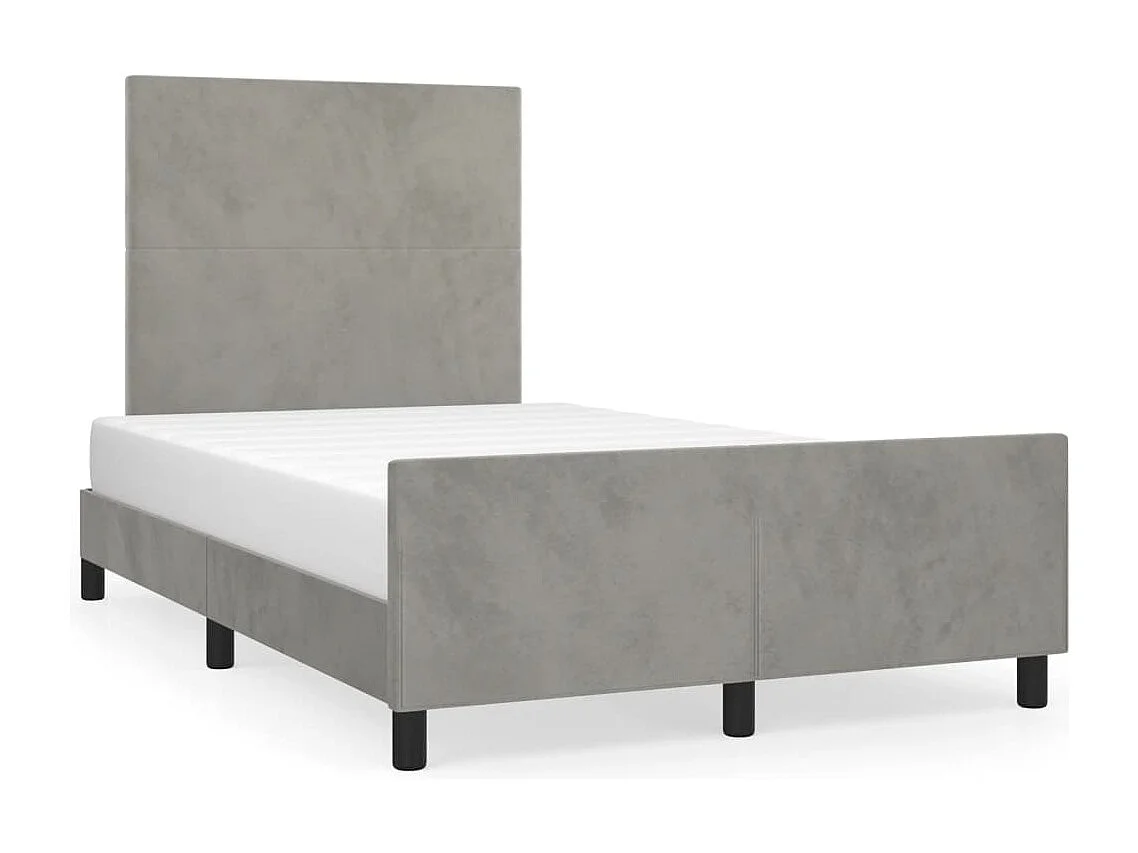 Lit simple | Lit adulte, enfant | Cadre de lit gris clair 120x200 cm velours