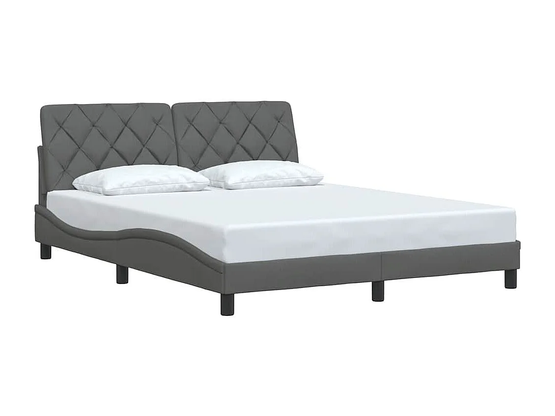 Lit double | Lit adulte | Cadre de lit gris foncé 160x200 cm tissu