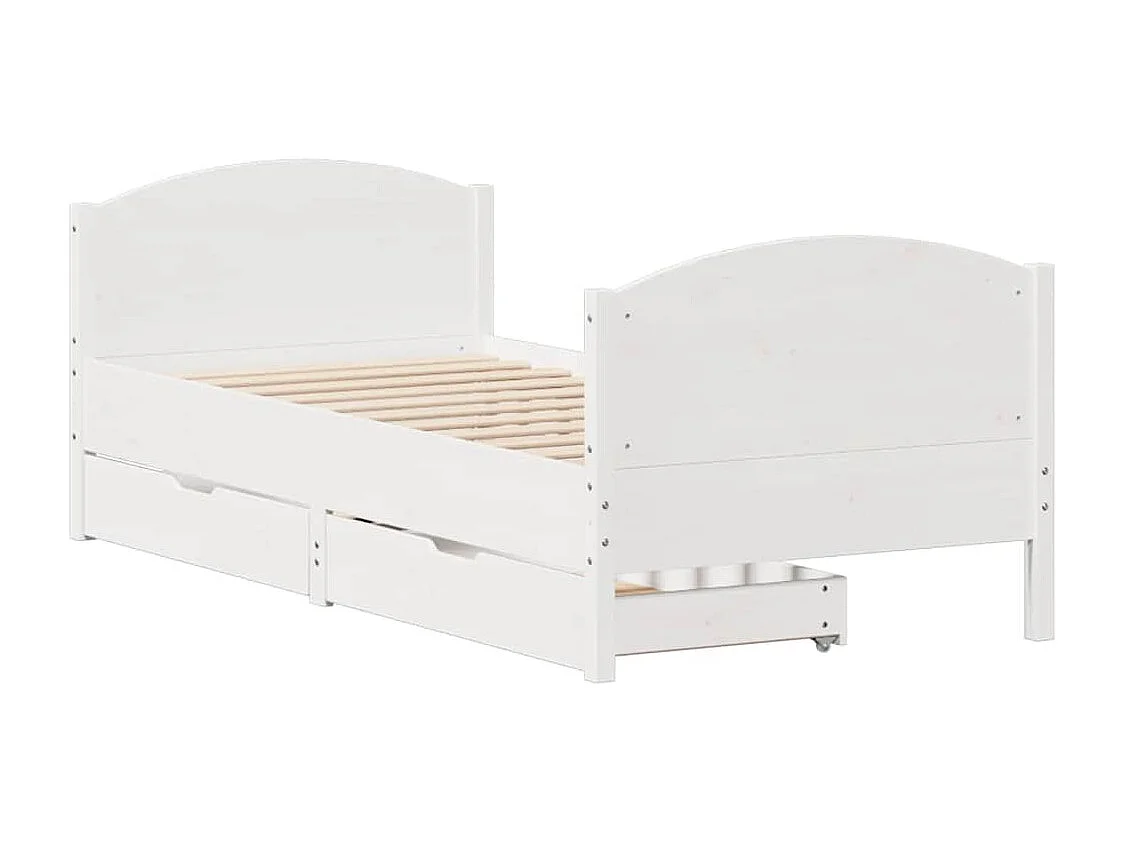 Lit simple | Lit adulte, enfant | Cadre de lit blanc 75x190 cm bois de pin massif