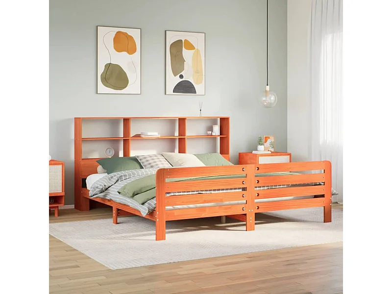 Letto per adulti | Letto matrimoniale | Giroletto senza Materasso Marrone Cera 180x200 cm Legno di Pino
