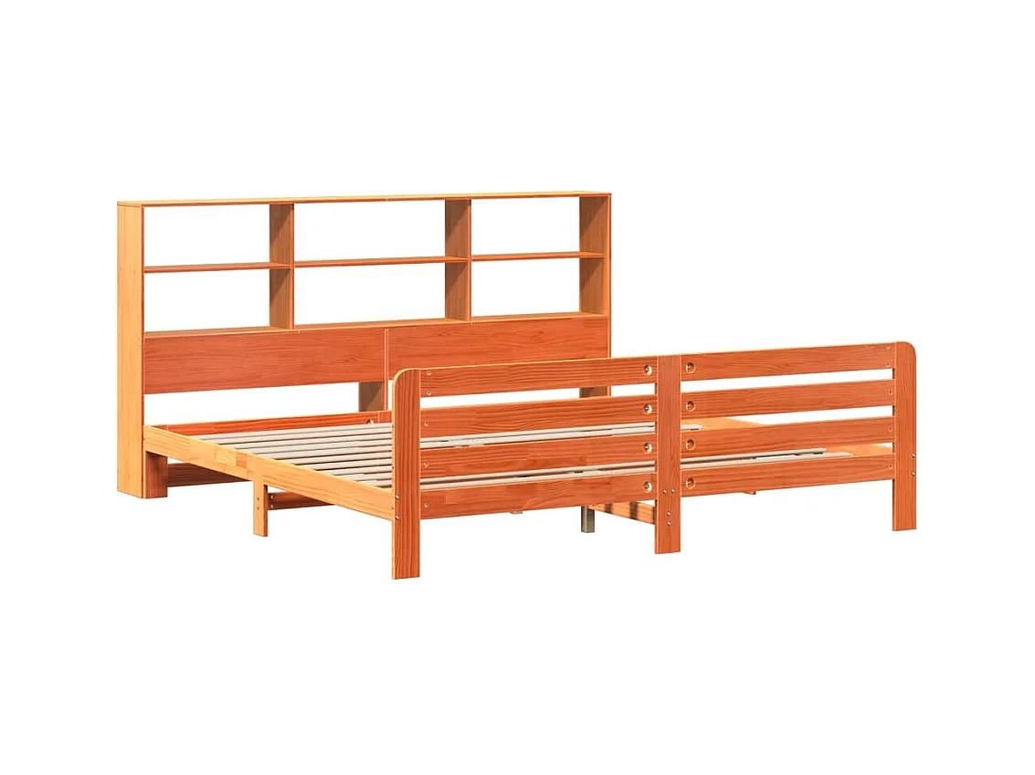 Letto per adulti | Letto matrimoniale | Giroletto senza Materasso Marrone Cera 180x200 cm Legno di Pino