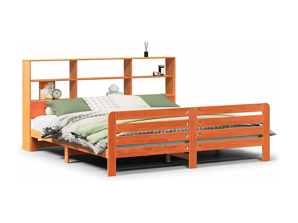 Letto per adulti | Letto matrimoniale | Giroletto senza Materasso Marrone Cera 180x200 cm Legno di Pino