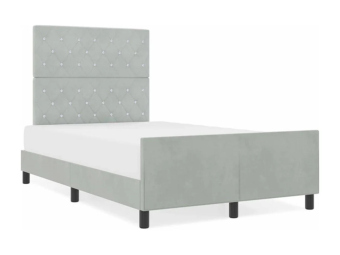 Lit simple | Lit adulte, enfant | Cadre de lit avec tête de lit Gris clair 120x190 cm Velours