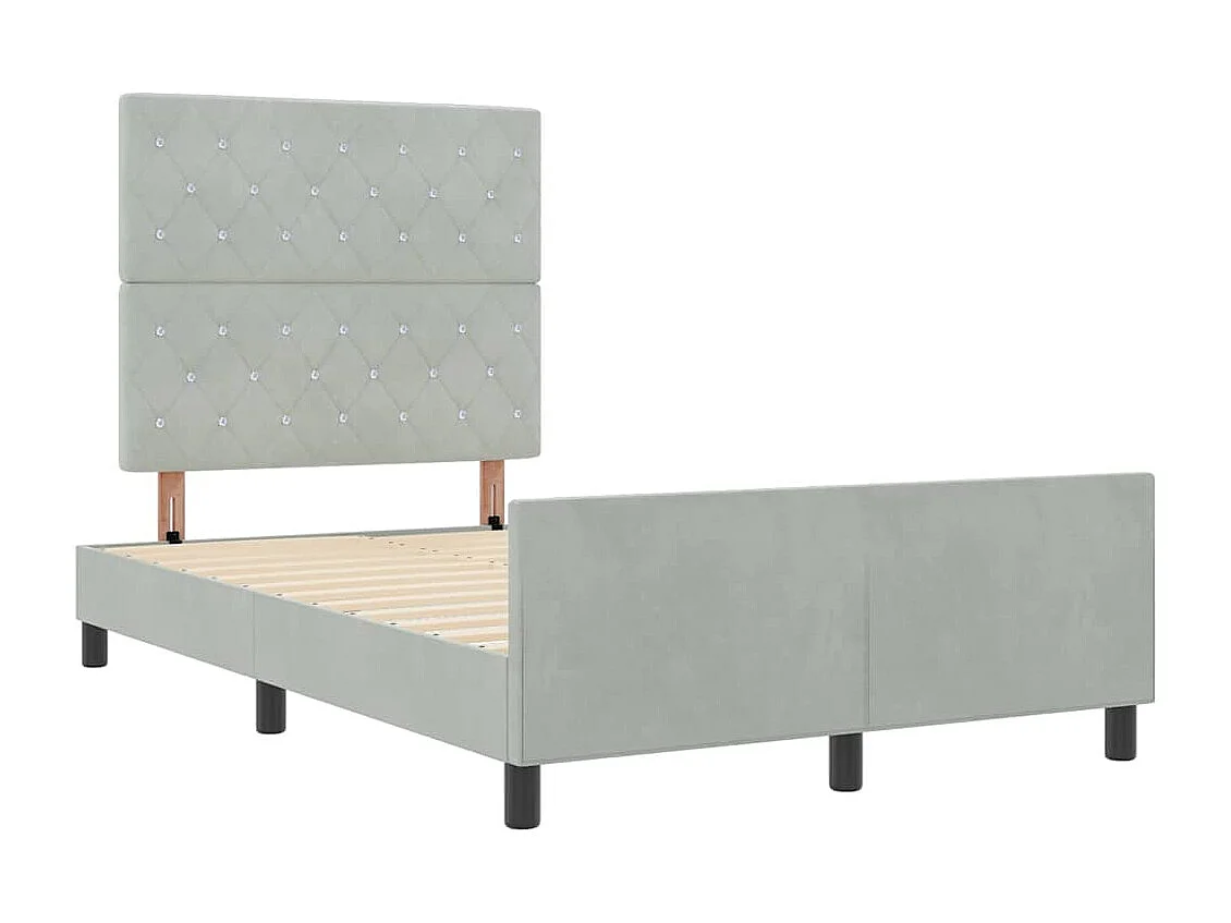 Lit simple | Lit adulte, enfant | Cadre de lit avec tête de lit Gris clair 120x190 cm Velours