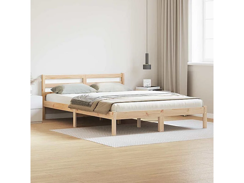 Lit double | Lit adulte | Cadre de lit Marron 210x140 cm Bois massif en pin
