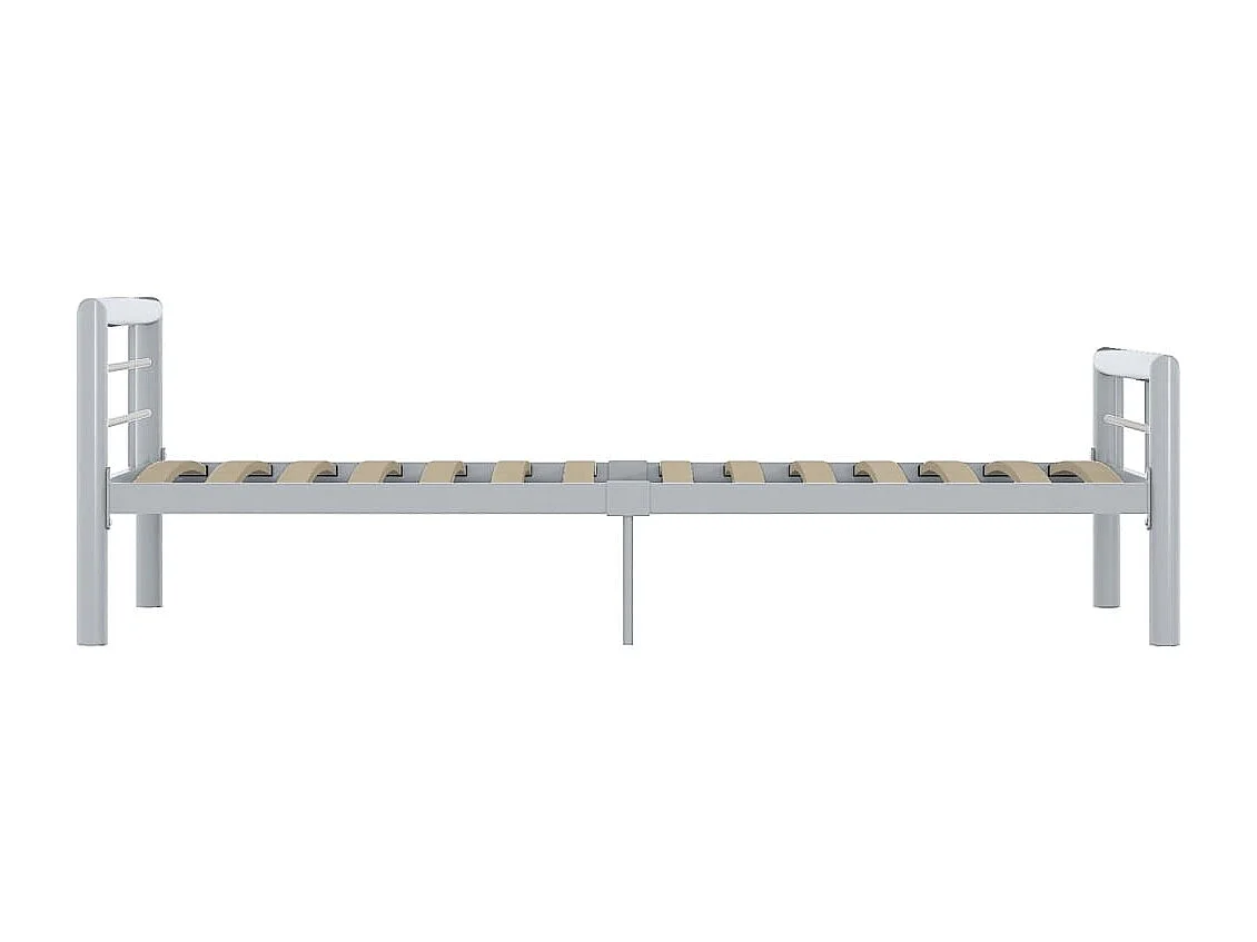 Lit simple | Lit adulte, enfant | Cadre de lit gris et blanc métal 90x200 cm