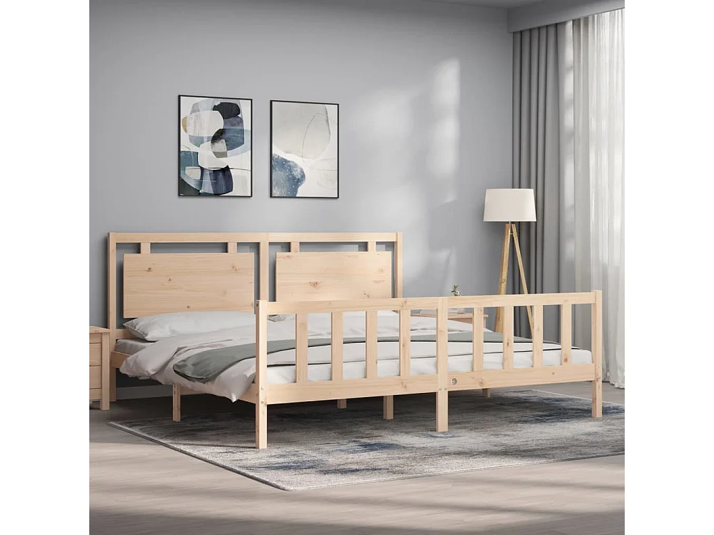 Lit double | Lit adulte | Cadre de lit 200x200 cm bois massif de pin