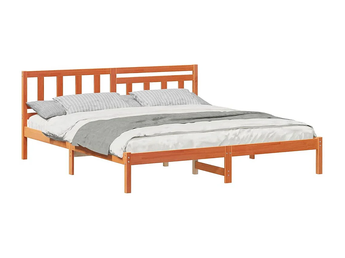 Lit double | Lit adulte | Cadre de lit Marron cire 180x200 cm Bois massif en pin