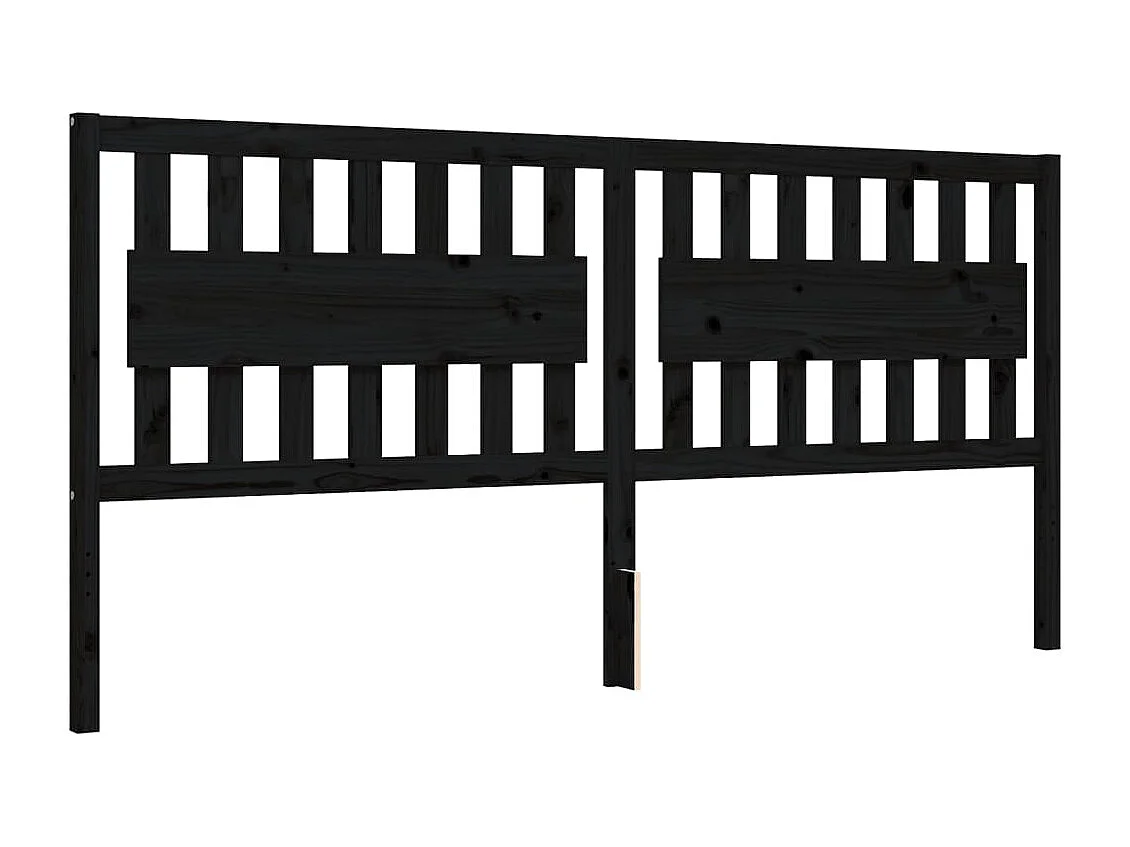 Lit double | Lit adulte | Cadre de lit noir 200x200 cm bois massif de pin