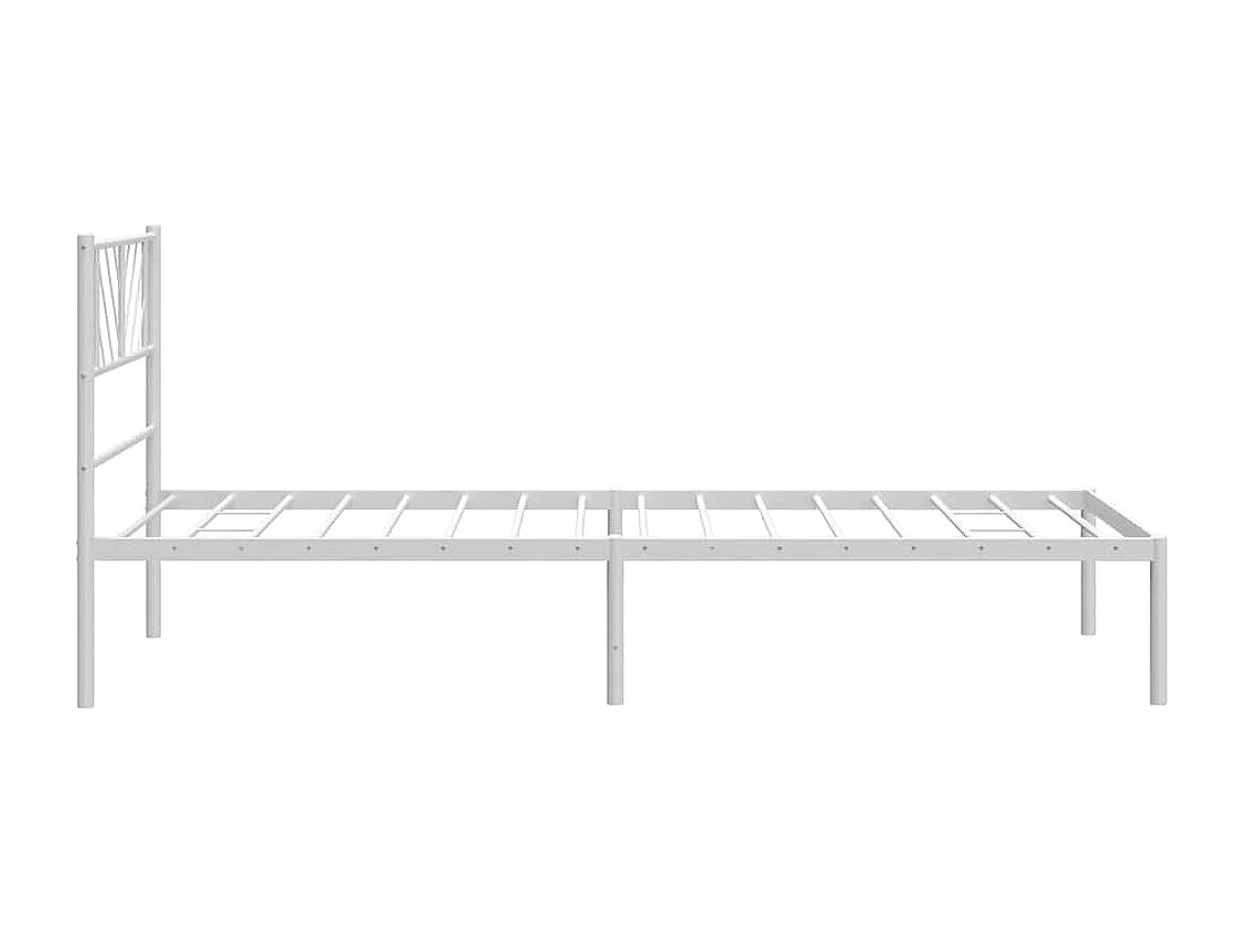 Lit simple | Lit adulte, enfant | Cadre de lit métal et tête de lit blanc 100x200 cm