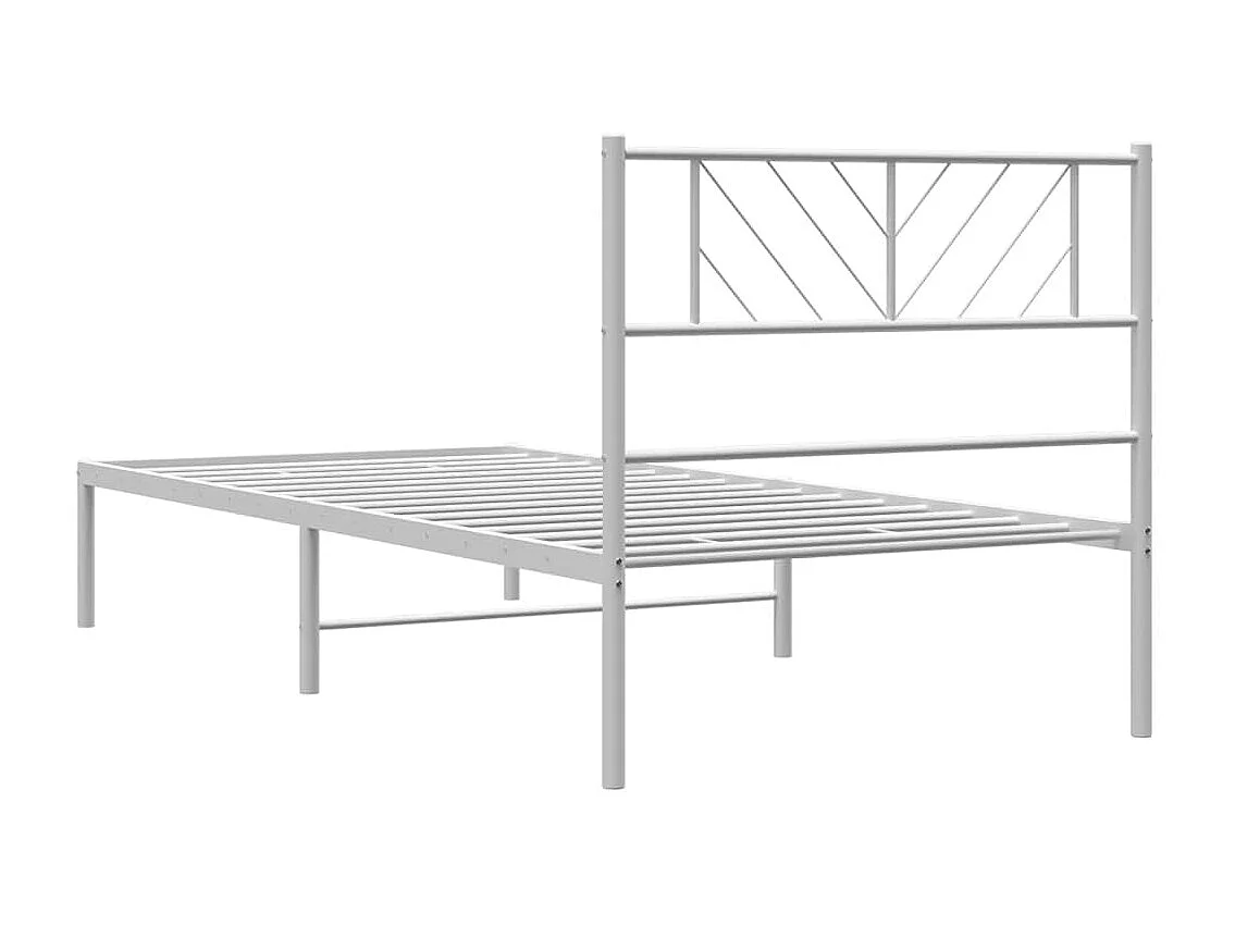 Lit simple | Lit adulte, enfant | Cadre de lit métal et tête de lit blanc 100x200 cm