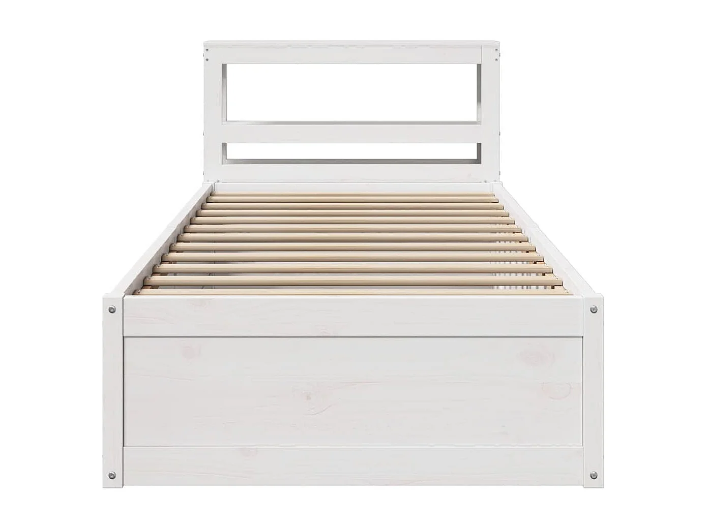 Letto per adulti | Letto singolo | Giroletto con Testiera Bianco 90x190 cm Legno Massello di Pino