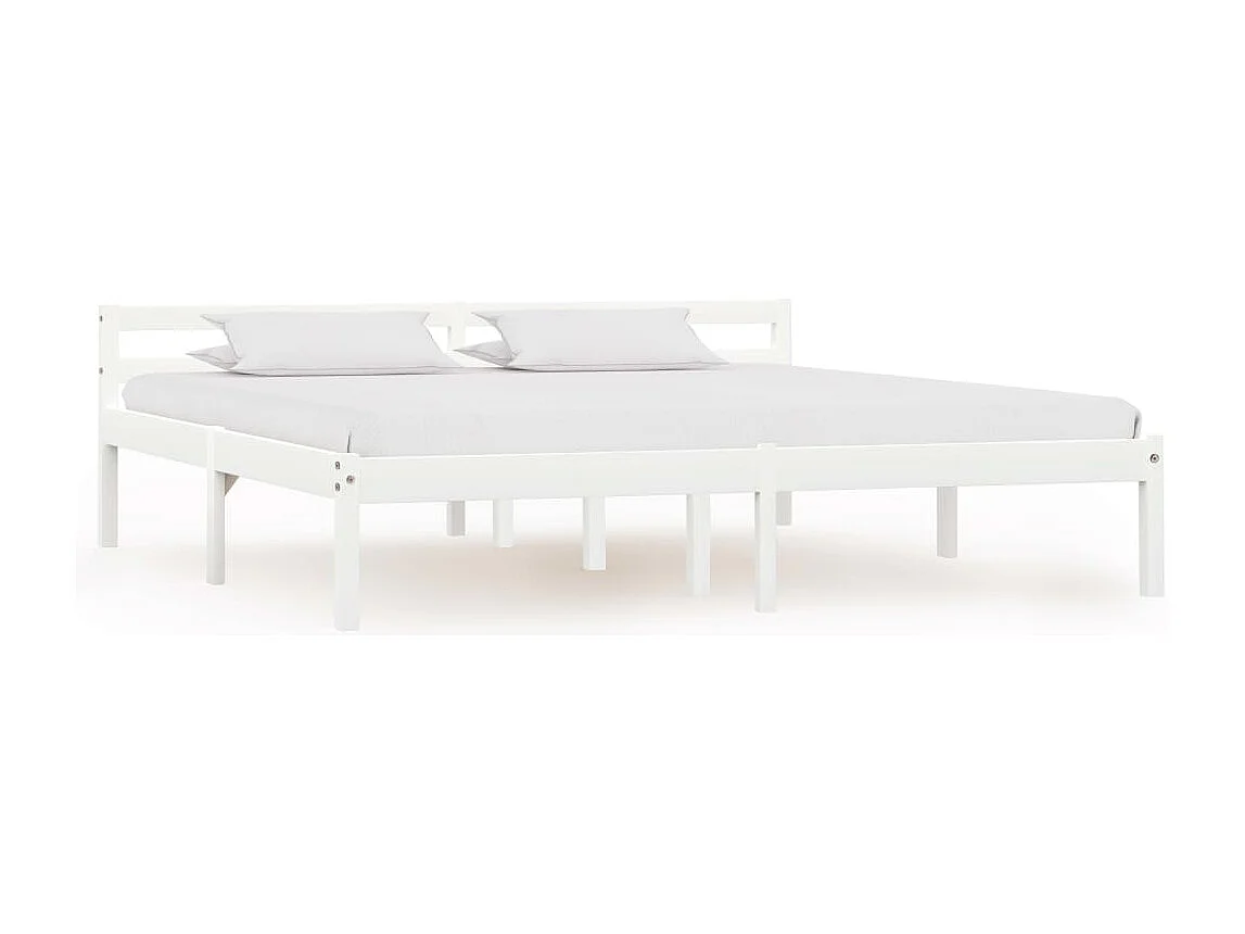 Lit double | Lit adulte | Cadre de lit blanc bois massif de pin 180x200 cm