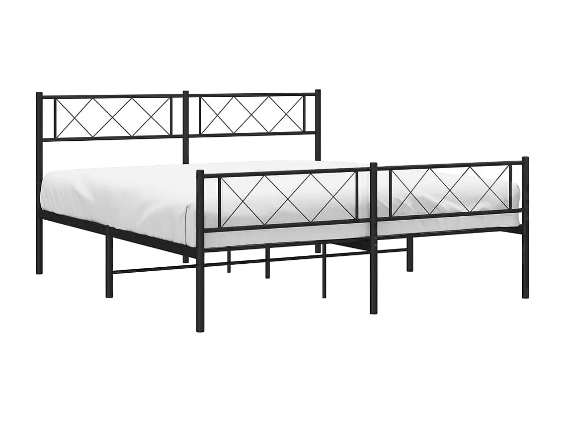 Lit double | Lit adulte | Cadre de lit métal avec pied de lit noir 140x190cm