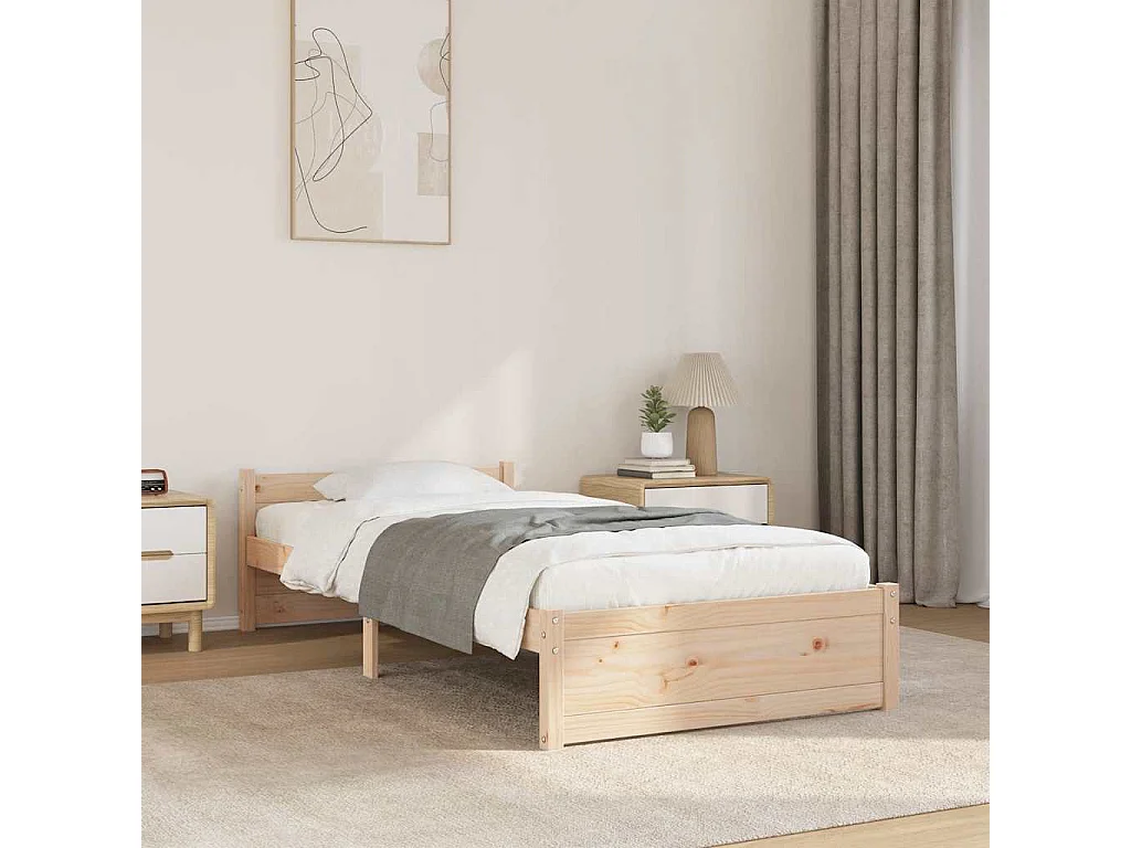 Lit simple | Lit adulte, enfant | Cadre de lit bois massif 90x200 cm