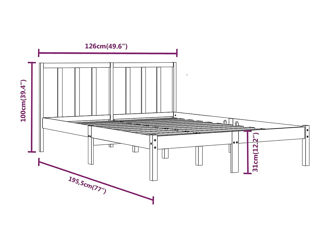 Lit simple | Lit adulte, enfant | Cadre de lit bois de pin massif 120x190 cm