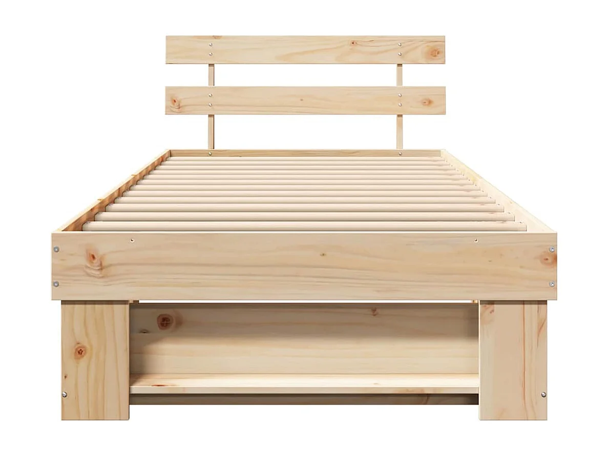 Lit simple | Lit adulte, enfant | Cadre de lit Marron 90x190 cm Bois massif en pin