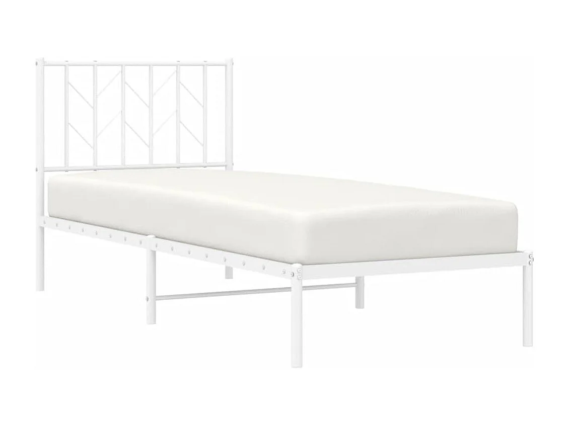 Lit simple | Lit adulte, enfant | Cadre de lit métal avec tête de lit blanc 80x200cm
