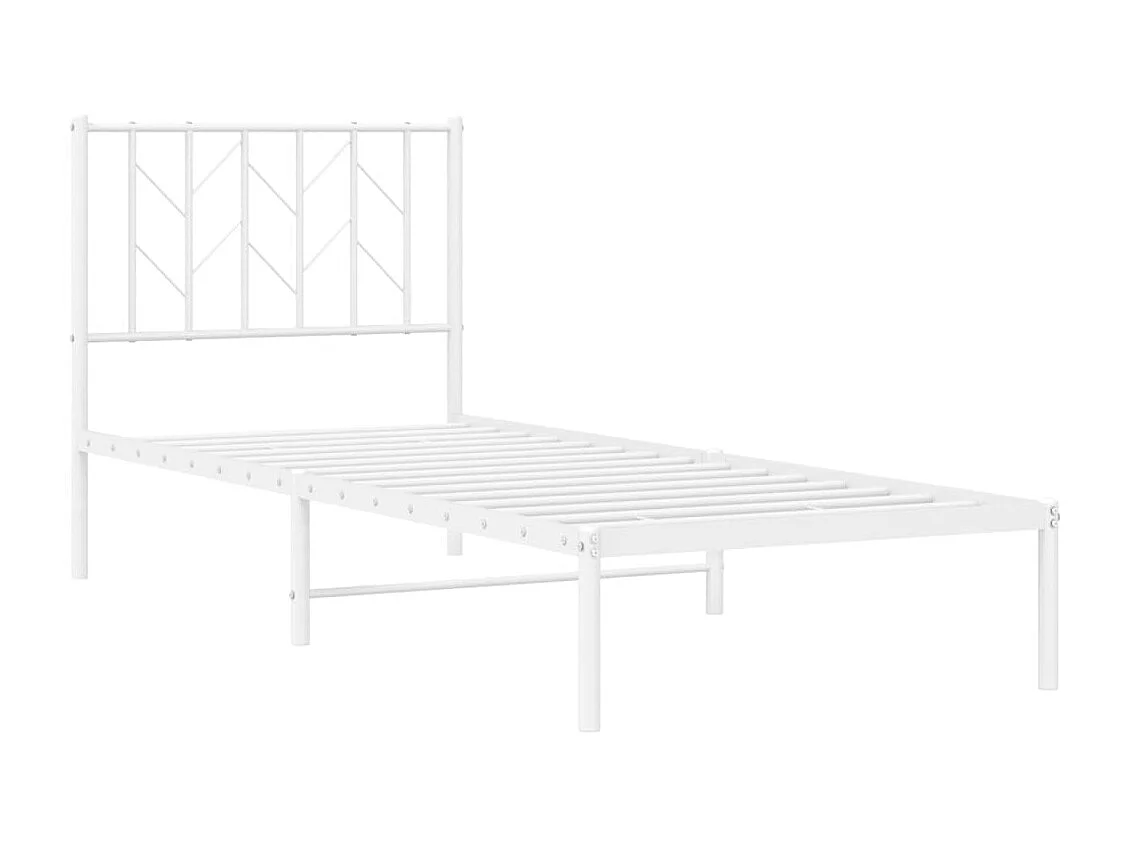 Lit simple | Lit adulte, enfant | Cadre de lit métal avec tête de lit blanc 80x200cm