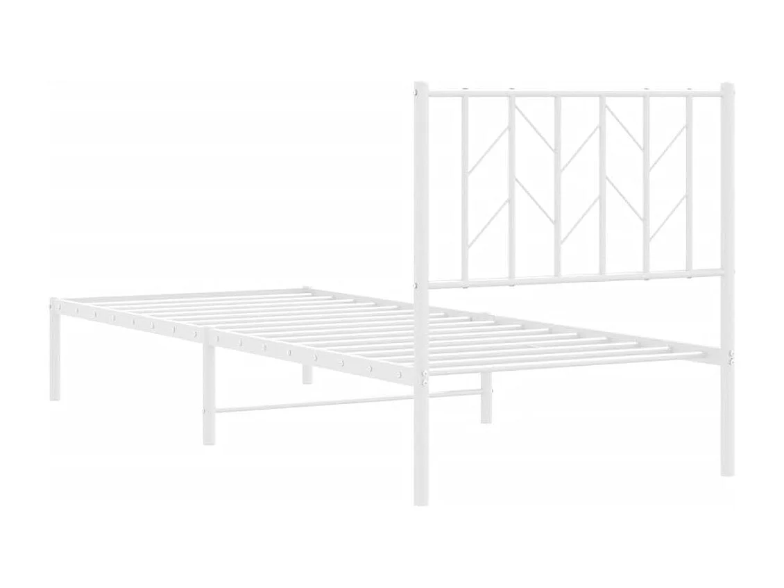 Lit simple | Lit adulte, enfant | Cadre de lit métal avec tête de lit blanc 80x200cm