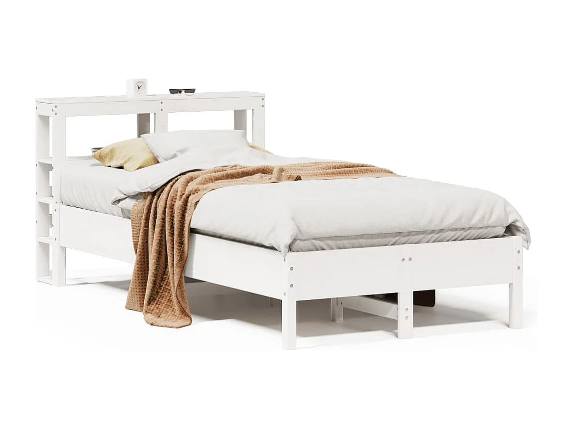 Lit simple | Lit adulte, enfant | Cadre de lit blanc 120x200 cm bois de pin massif
