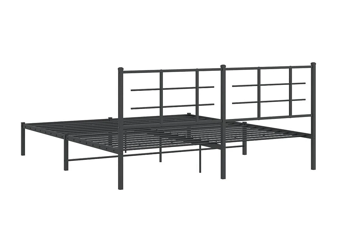 Lit double | Lit adulte | Cadre de lit métal et tête de lit noir 180x200 cm