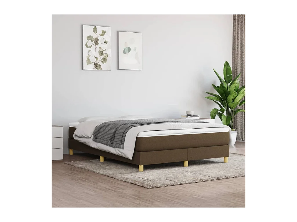 Lit double | Lit adulte | Cadre de lit marron foncé 140x190 cm tissu