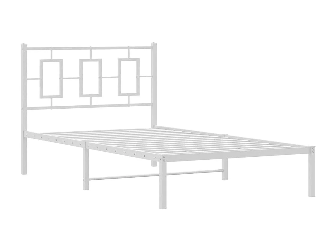Lit simple | Lit adulte, enfant | Cadre de lit métal et tête de lit blanc 100x190 cm