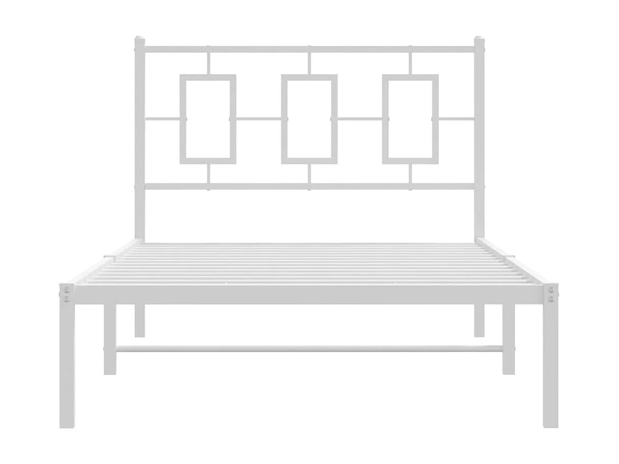 Lit simple | Lit adulte, enfant | Cadre de lit métal et tête de lit blanc 100x190 cm