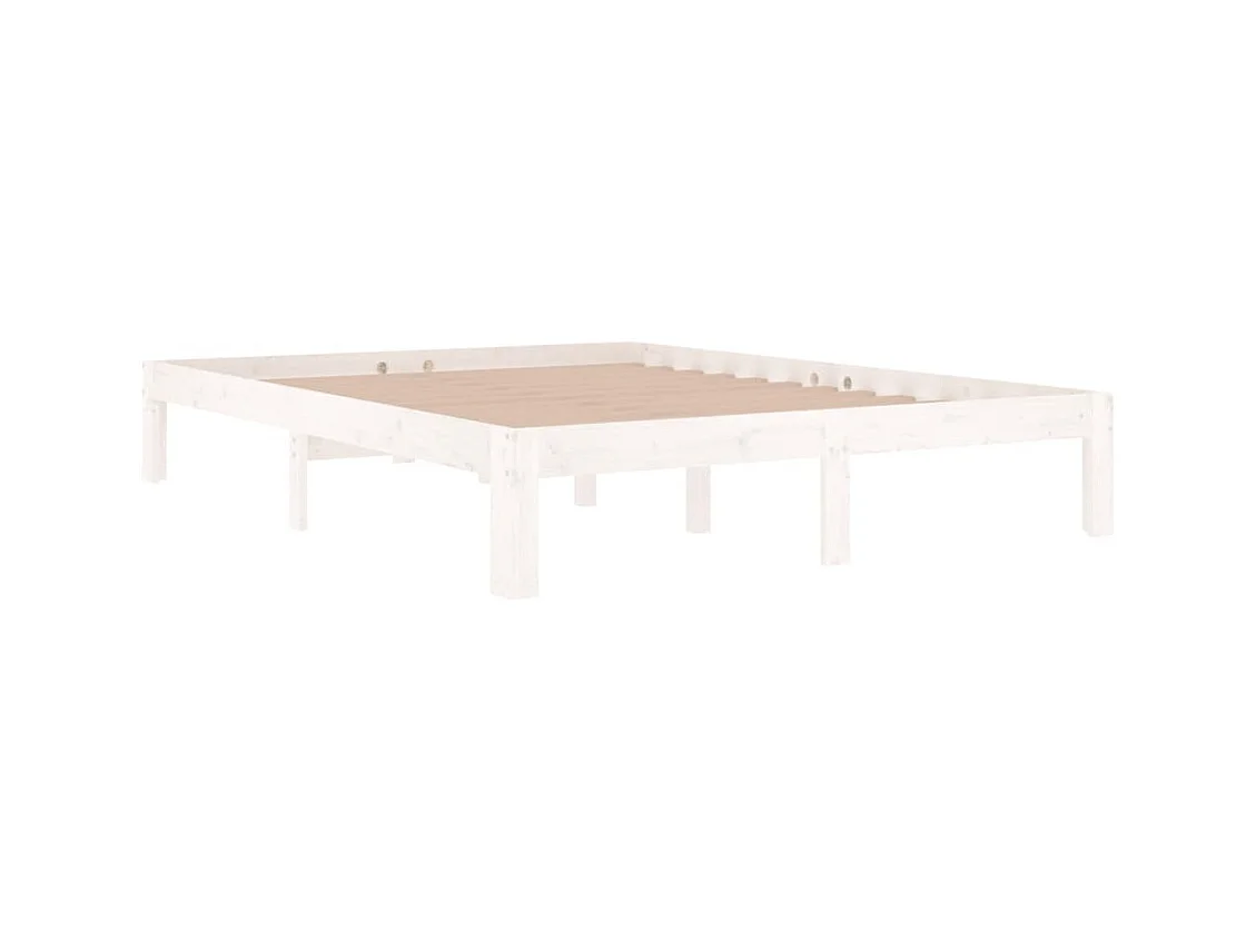 Lit double | Lit adulte | Cadre de lit blanc bois de pin massif 140x190 cm