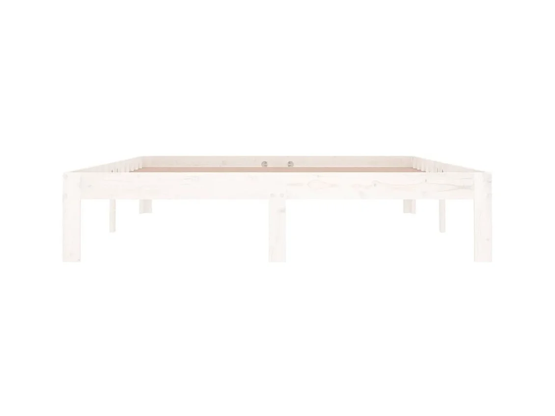 Lit double | Lit adulte | Cadre de lit blanc bois de pin massif 140x190 cm