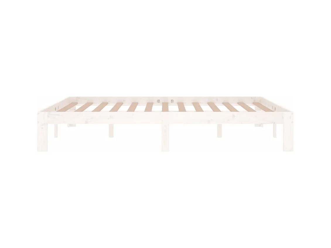 Lit double | Lit adulte | Cadre de lit blanc bois de pin massif 140x190 cm