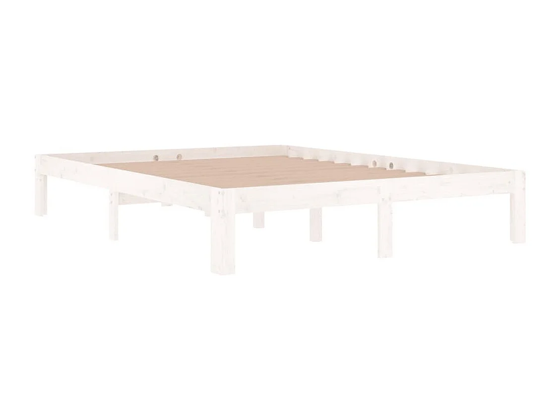 Lit double | Lit adulte | Cadre de lit blanc bois de pin massif 140x190 cm