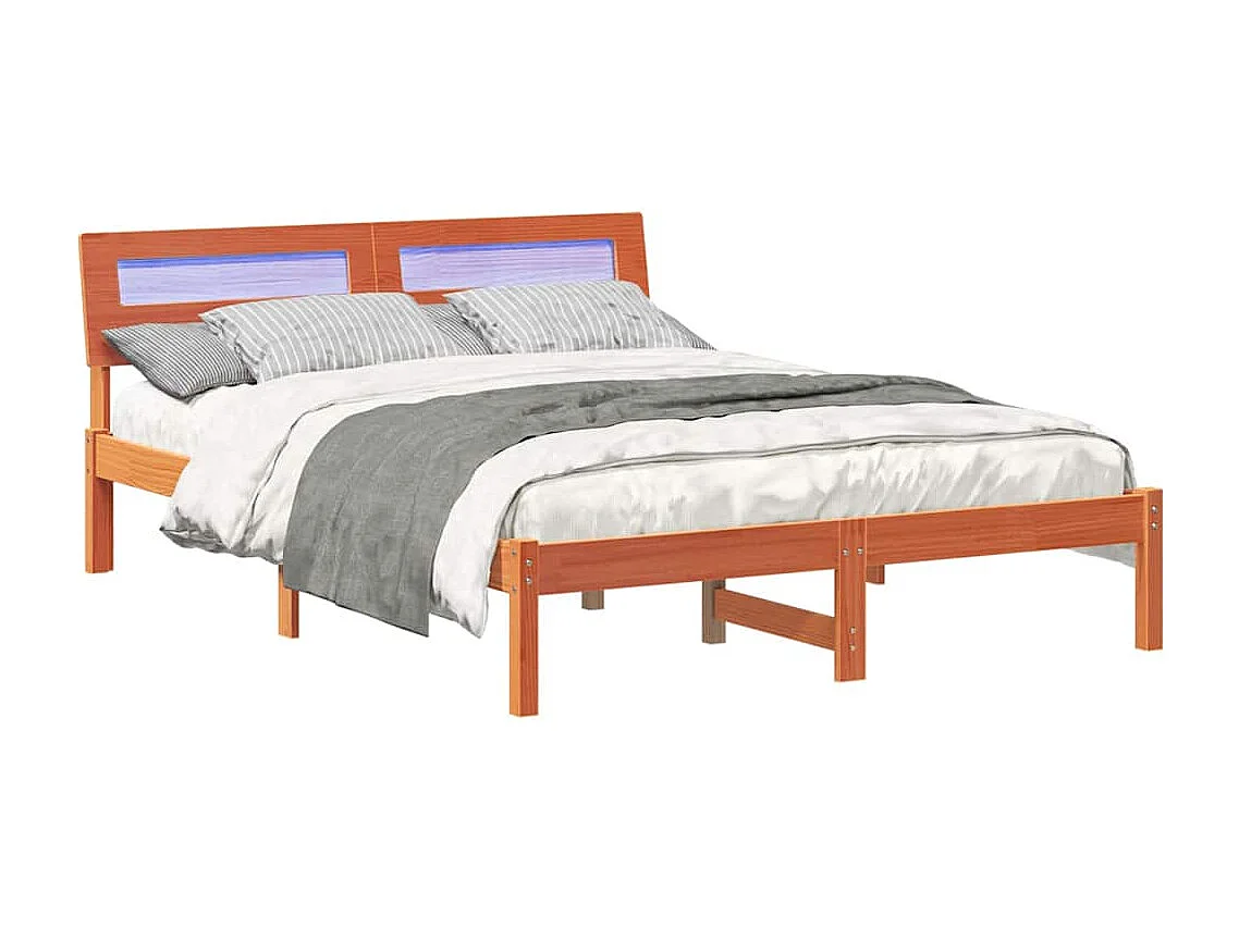 Lit double | Lit adulte | Cadre de lit Marron cire 140x190 cm Bois massif en pin