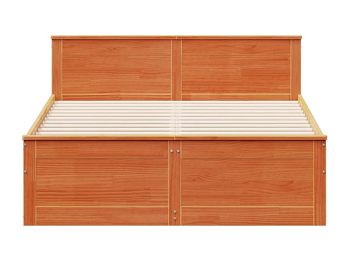 Lit double | Lit adulte | Cadre de lit avec tête de lit brun cire 140x190 cm