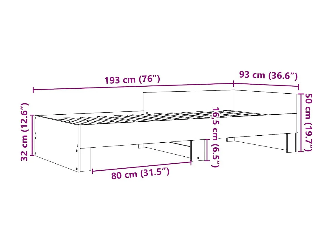 Lit simple | Lit adulte, enfant | Cadre de lit chêne marron 90x190cm bois ingénierie