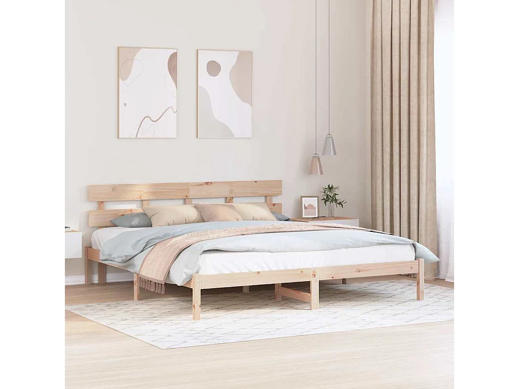 Lit double | Lit adulte | Cadre de lit Marron 200x200 cm Bois de pin massif
