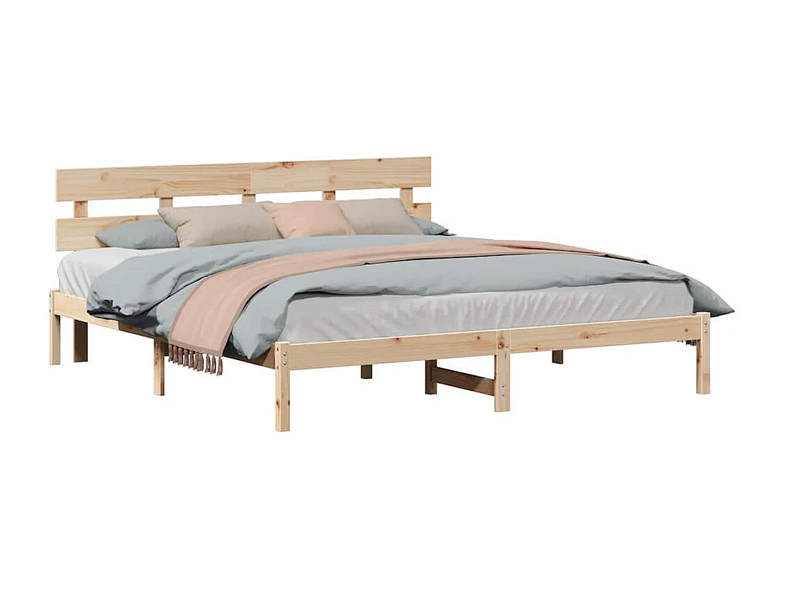 Lit double | Lit adulte | Cadre de lit Marron 200x200 cm Bois de pin massif