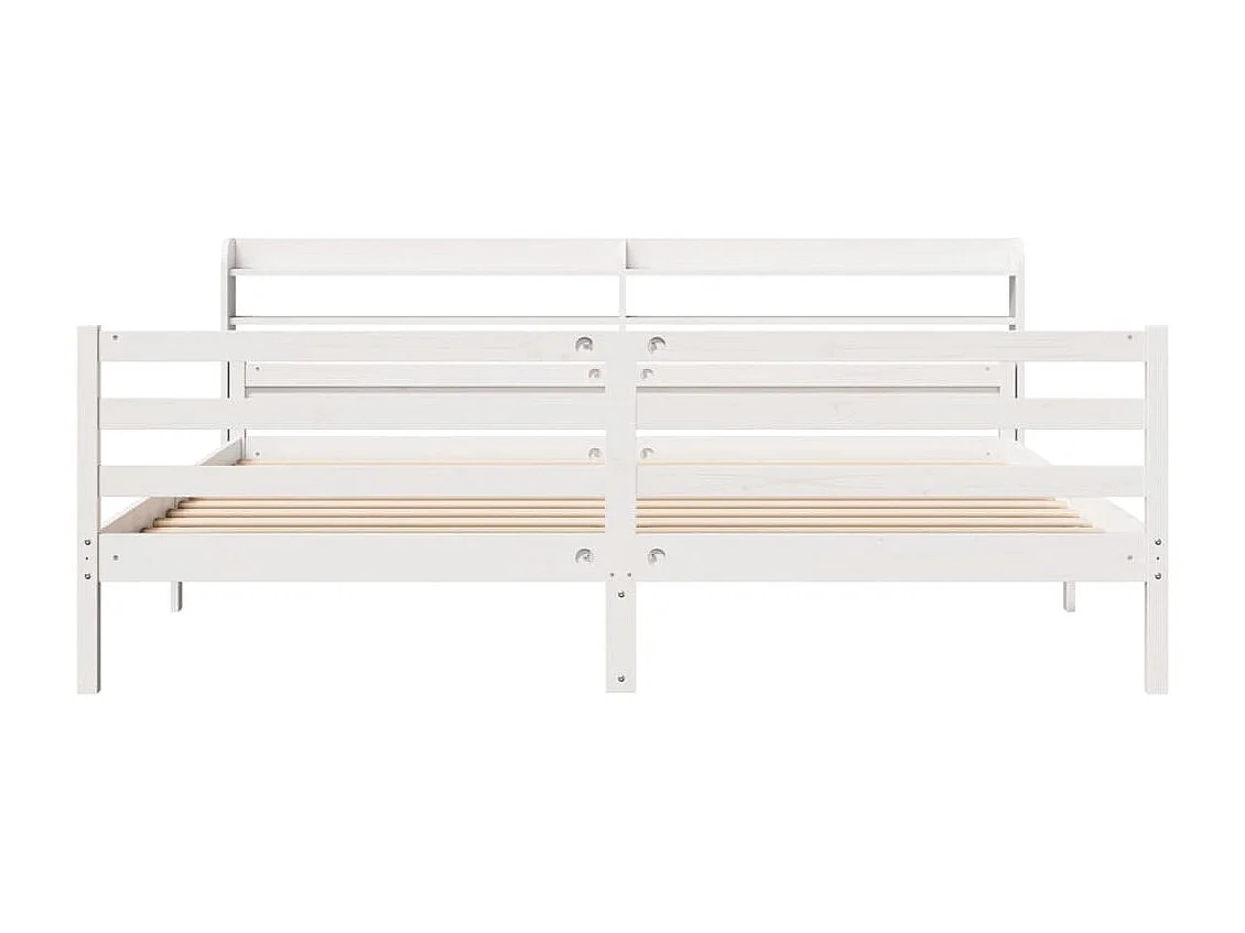 Lit double | Lit adulte | Cadre de lit avec tête de lit blanc 200x200 cm