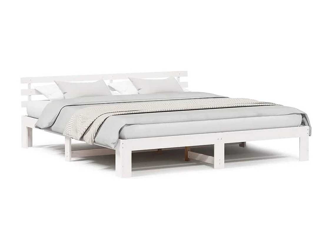 Lit double | Lit adulte | Cadre de lit Blanc 180x200 cm Bois de pin massif