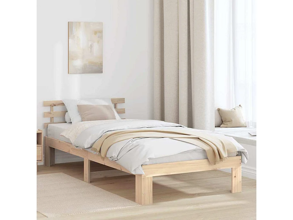 Lit simple | Lit adulte, enfant | Cadre de lit Marron 100x200 cm Bois de pin massif