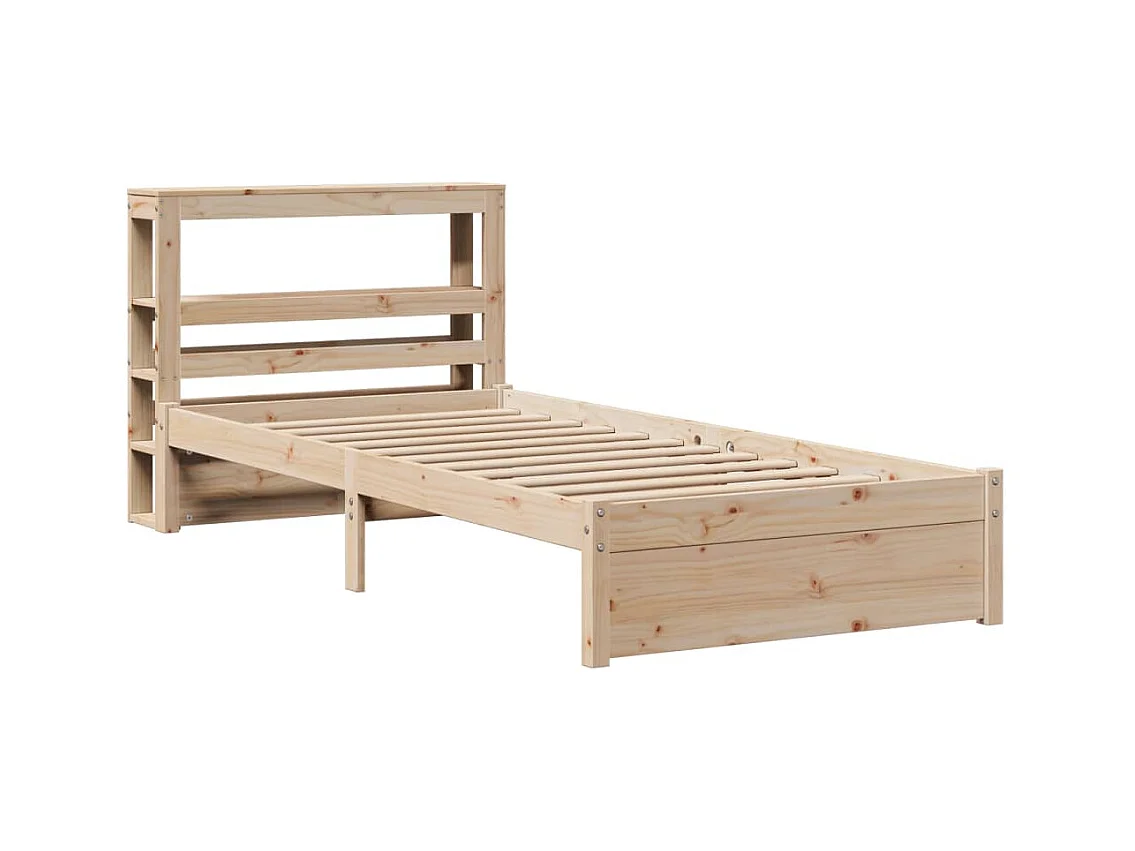 Letto per adulti | Letto singolo | Giroletto con Testiera 90x190 cm in Legno Massello di Pino