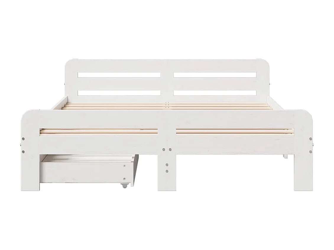 Lit double | Lit adulte | Cadre de lit blanc 140x190 cm bois de pin massif
