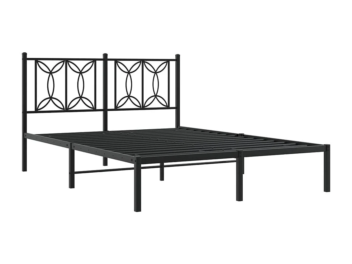 Lit double | Lit adulte | Cadre de lit métal avec tête de lit noir 140x190cm