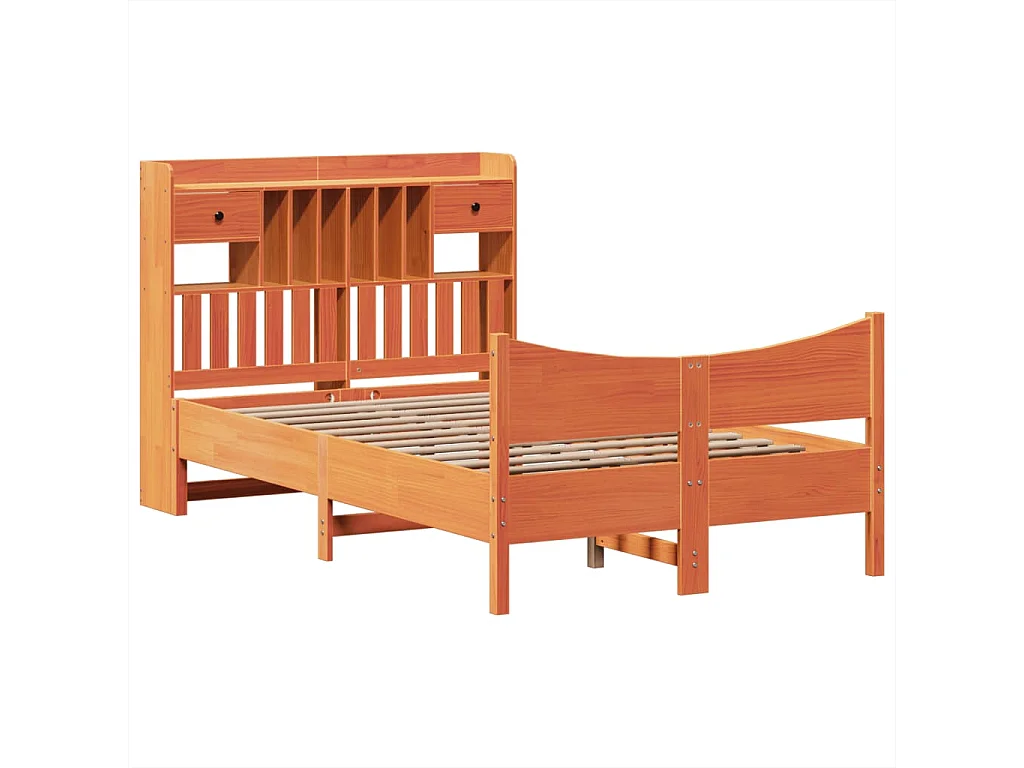 Lit double | Lit adulte | Cadre de lit cire marron 135x190cm bois pin massif